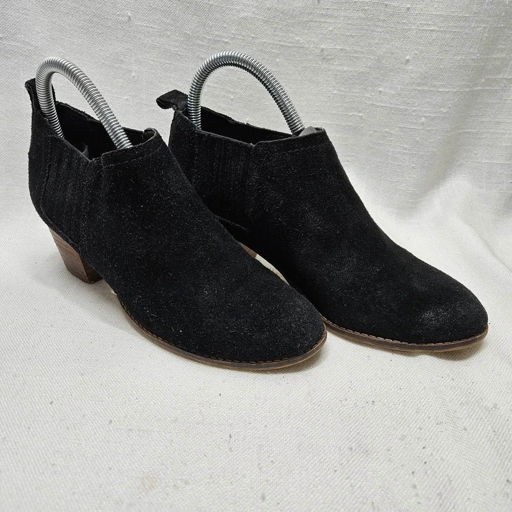 Dolce Vita Keiton Suede‎ Ankle Boots Womens 7 Black Block Heel Chelsea Booties